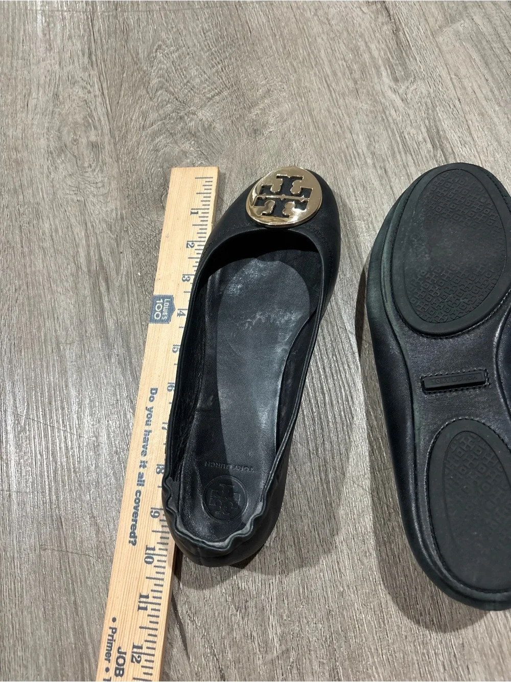 Tory Burch Reva Black Ballet Flat Size 7
